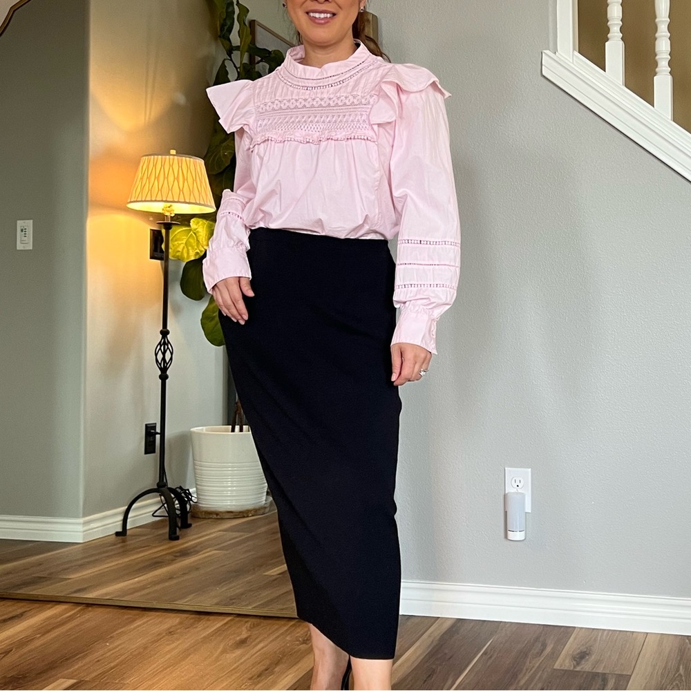 Eileen Fisher Wool Black MIDI Length Skirt